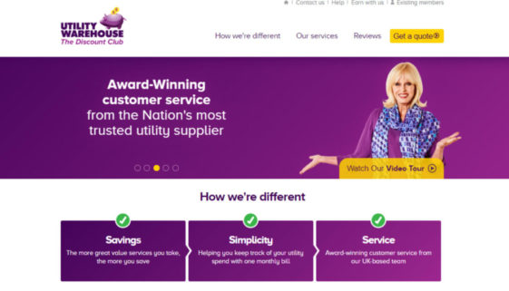 Utility Warehouse Partner website for signing up new customers