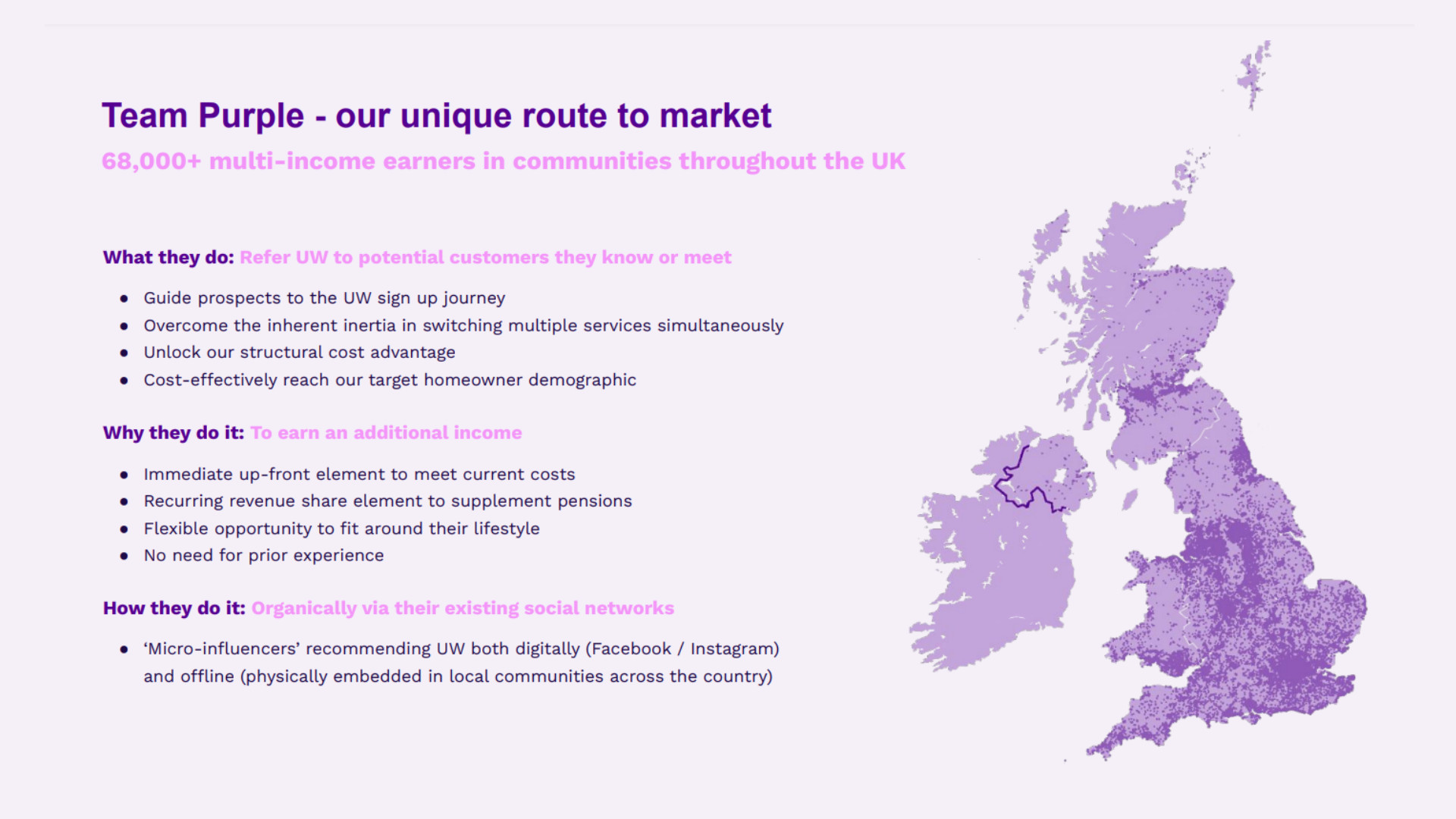 Team Purple Utility Warehouse unique route to market