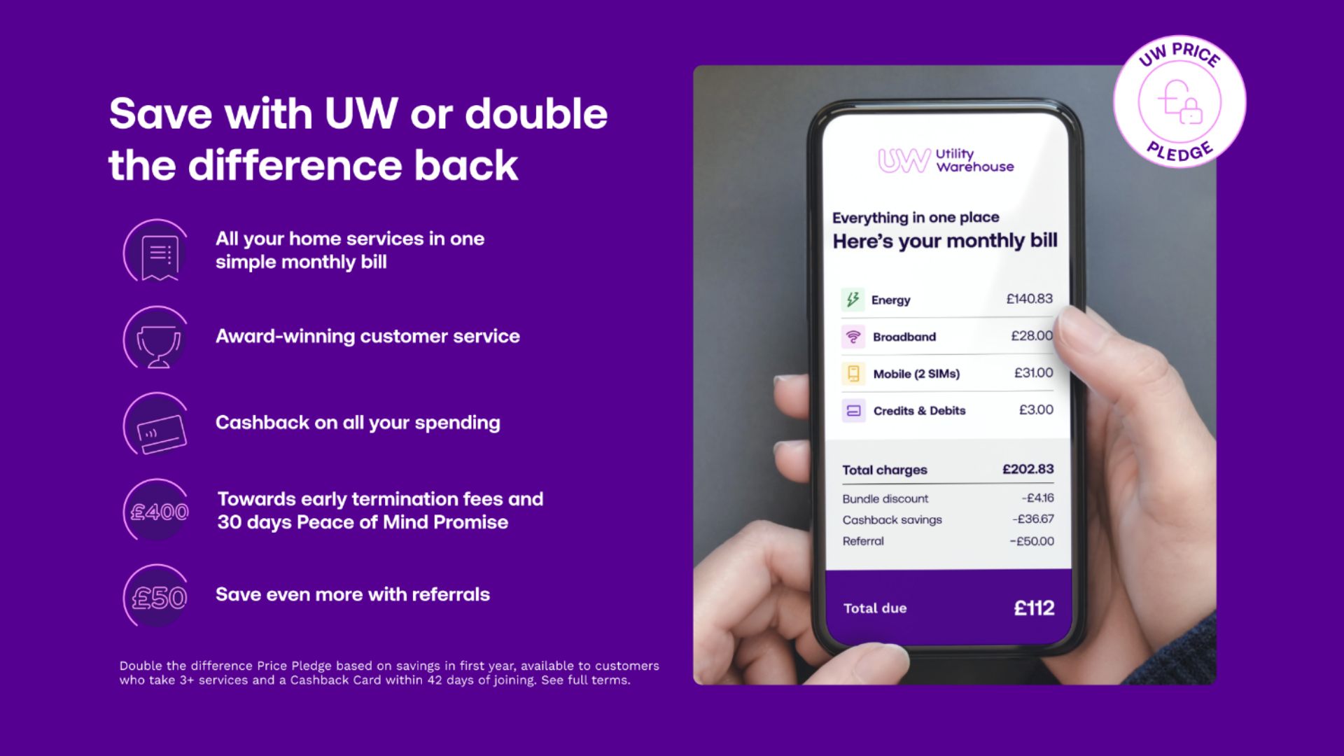 Save with UW of double the difference back