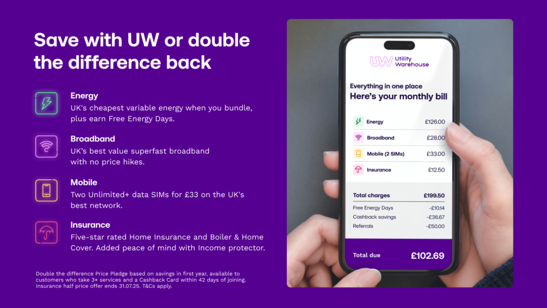 UW Price Pledge - save with UW of double the difference back